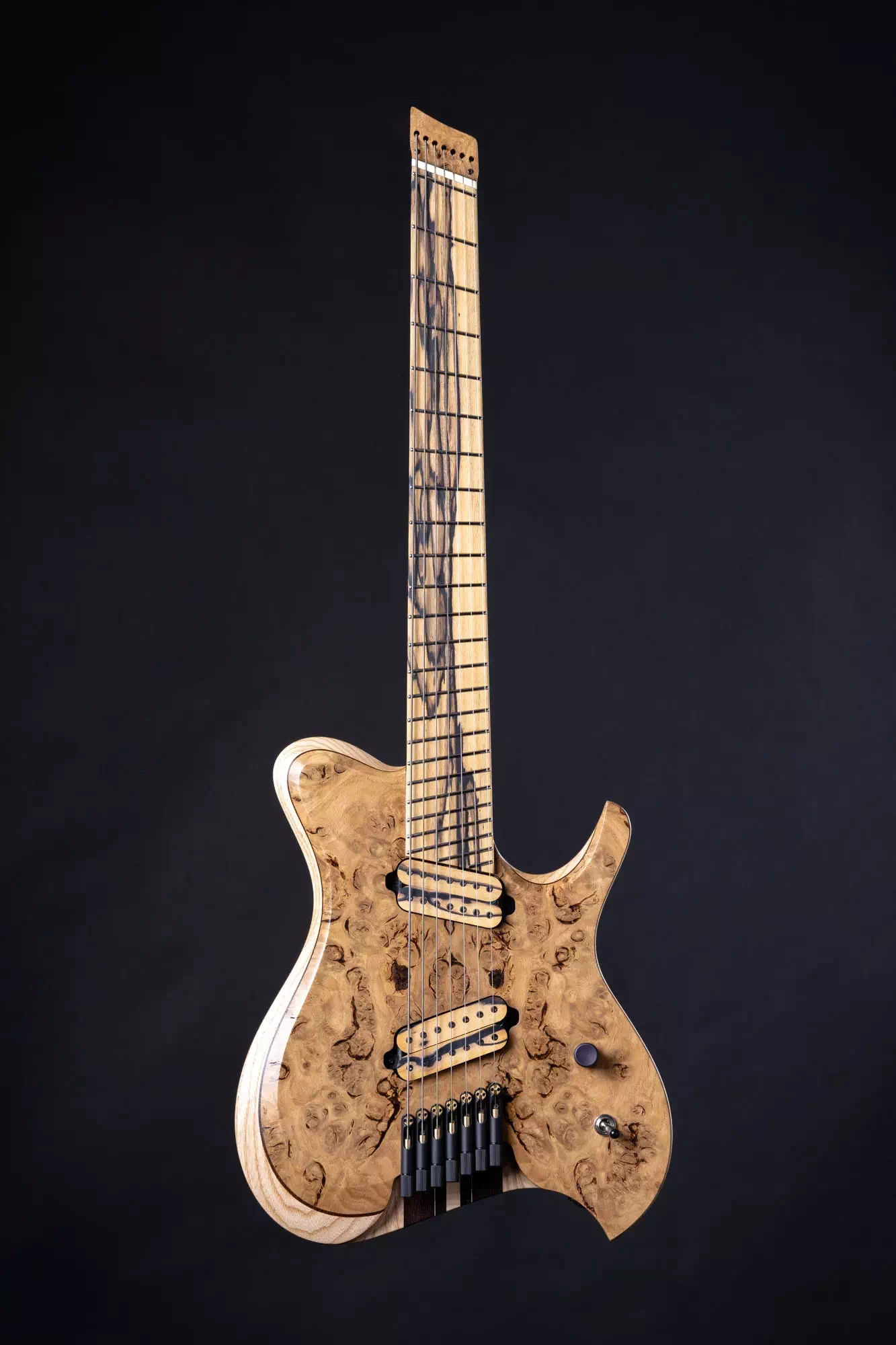 Handcrafted Thesis guitar with premium burl top. 2,5kg multiscale design and masterbuilt quality.